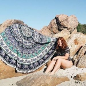 Multi color large round mandala beach blanket